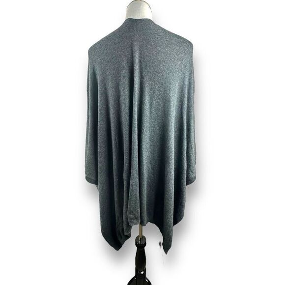 Women's Open Front Cashmere Shawl Cardigan Dark Gray Lagenlook Cozy Winter Layer - Picture 3 of 5